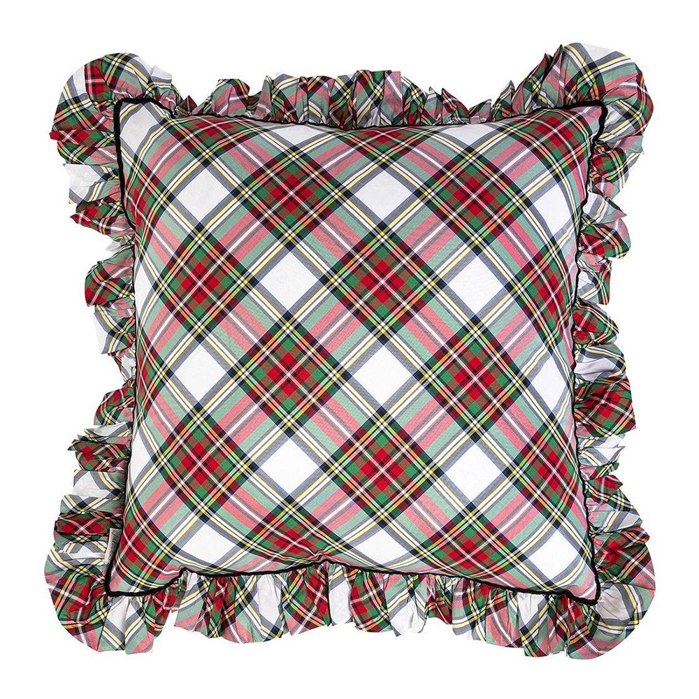 Plaid Pinecone Monogrammed Throw Pillow Cover