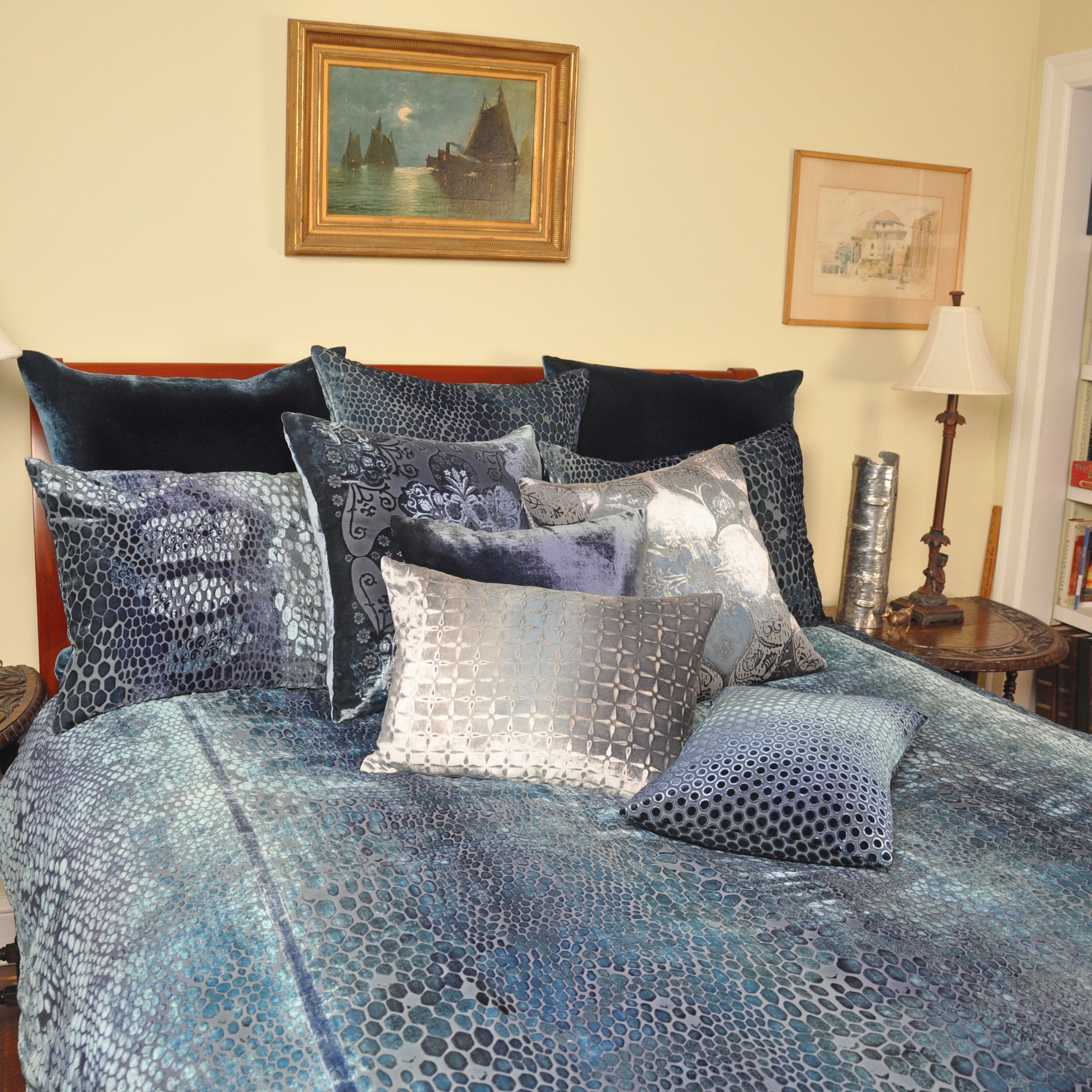 Snakeskin Velvet Lumbar Pillow by Kevin O'Brien (Silk Velvet