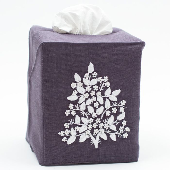 White Facial Tissues Purple Box