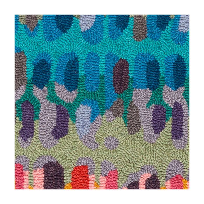 Paint Chip Blue Micro Hooked Wool Rug