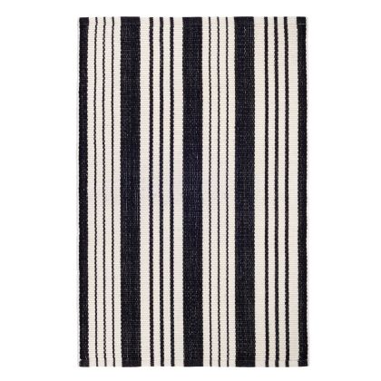 INK+IVY Arbor Stripe Tassel Cotton Tufted Rug - Black/Neutral