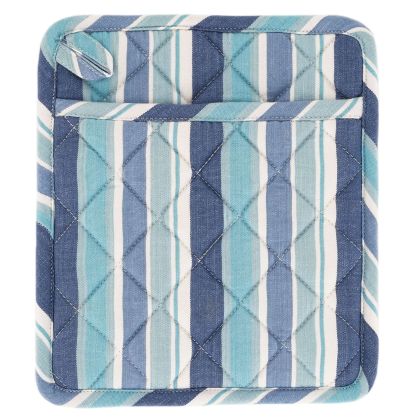 Custom Teal Circles & Stripes Pot Holder w/ Monogram