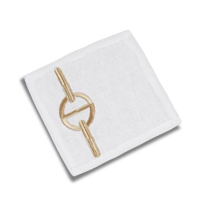Feuillage Embroidery Soft Terry Towel by Timothy Corrigan for DEA Hand Towel  18x32 - 01/15 White/Cream